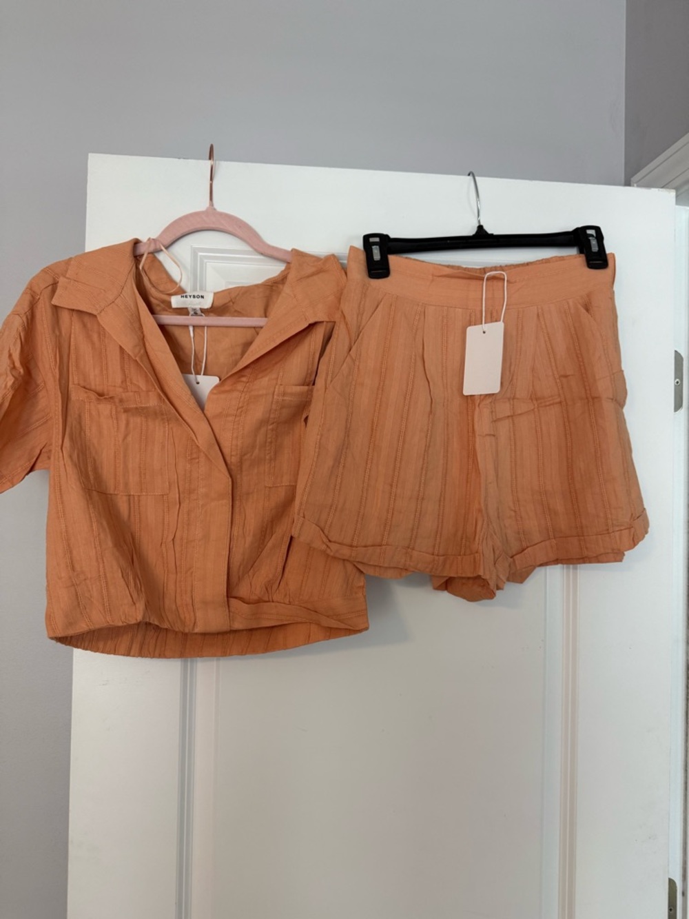 NWT Heyson Set of Peachy Orange Two-Piece Top & Shorts